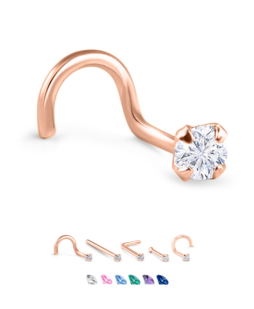 14K Rose Gold Nose Jewelry 3.5mm Round 