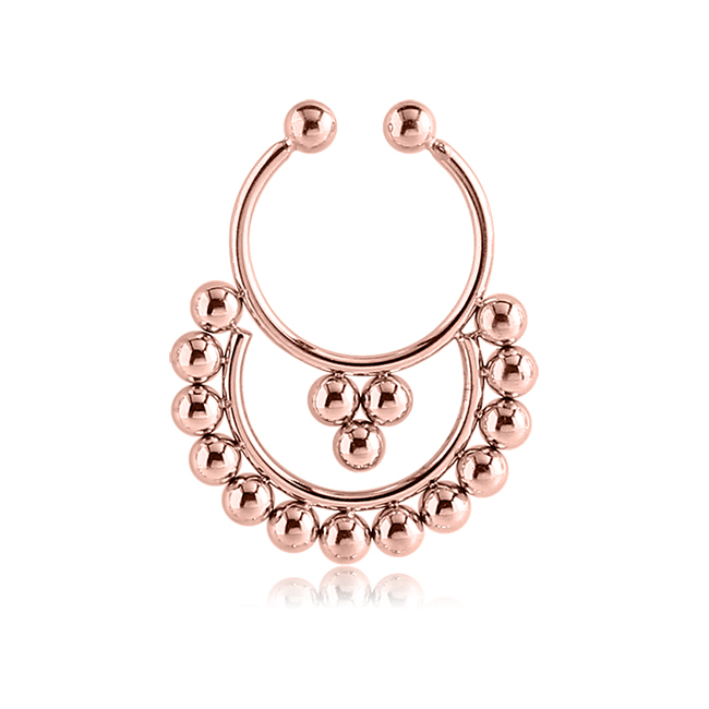 Rose Gold PVD Coated 316L Surgical Steel Fake Septum Hanger Clip On Non ...